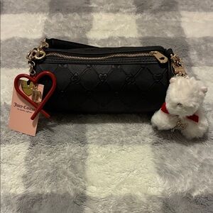 Juicy Couture Black Quilted Clutch with Gold Accents